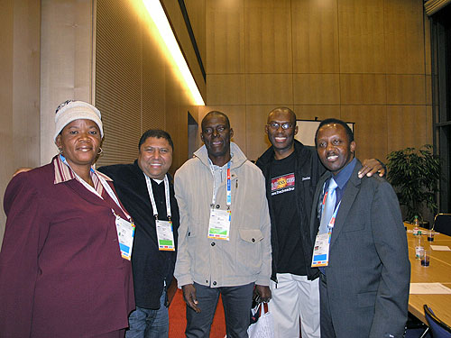 L-R: Akinola Abidemi (Nigeria), Dr. Omar Esau (South Africa), Sani Mohammad (Nigeria), Dr. Daaim Shabazz (USA), Andolo Ambasi (Kenya). Photo by Daaim Shabazz.