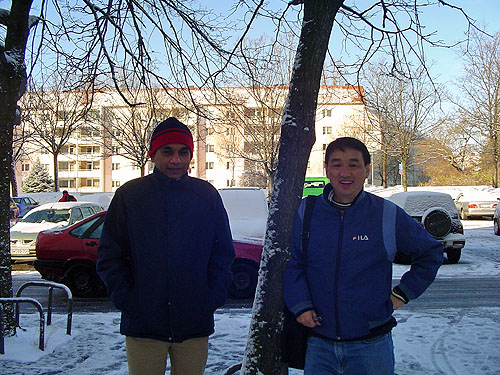 Chinasamy and Li Ying in snowy Dresden. Photo by Patrick Li-Ying.