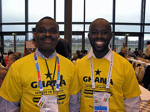 Edward Lamptey-Thompson and John Hasford at the 2008 Chess Olympiad.