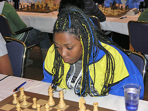 Barbados Juanita Garnett shows the Bajan spirit with the blue and gold braids. Photos by Daaim Shabazz.