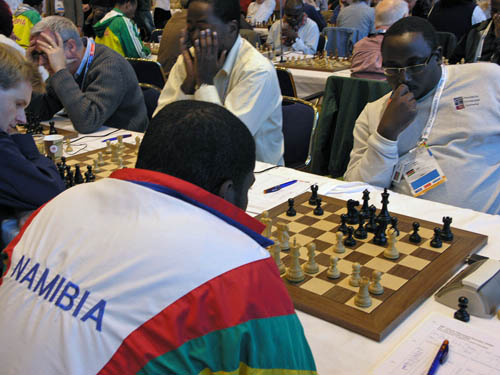 Namibia vs. Kenya: Charles Eichab vs. FM Martin Gateri. Photo by Daaim Shabazz.