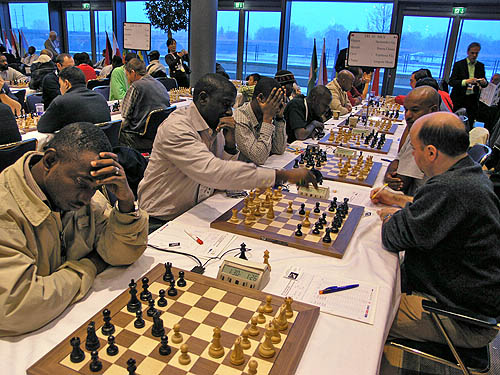 Nigeria vs. Netherlands Antilles. (L-R) Benjamin Omorere, Adebayo Adegboyega, Bomo Kigigha, Charles Campbell. Adegboyega is facing Fabio Mensing and Kigigha is facing Sherman Maduro. Photo by Daaim Shabazz.