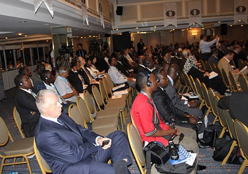 The FIDE General Assembly seating is arranged by alphabetical order. At the 2012 assembly in Istanbul, notice African federations clumped together in the back of the hall. Why was this not corrected? Photo by Daaim Shabazz.