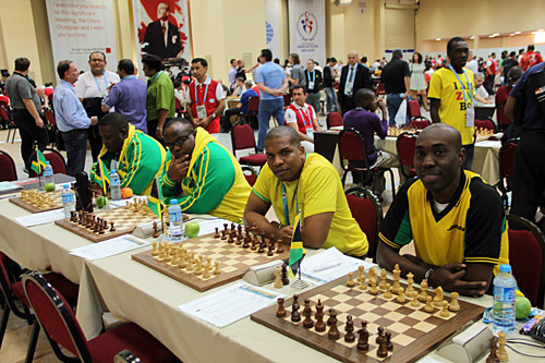 Jamaica (R-L): FM Warren Elliott, IM Jomo Pitterson, CM Duane Rowe, Andrew Mellace