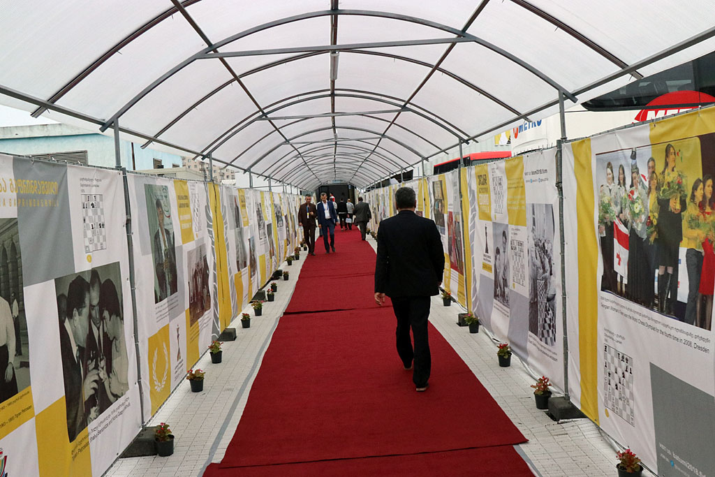 Adjoining corridor featuring the rich chess history of the Republic of Georgia