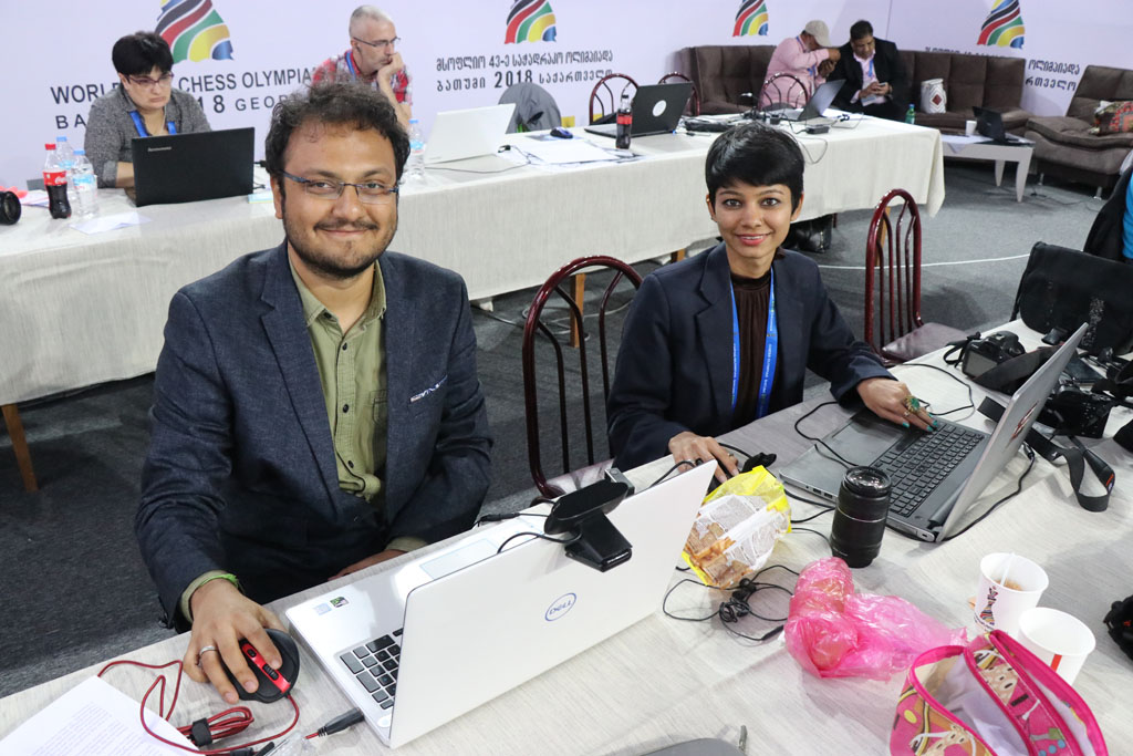 Sagar Shah and Amruta Mokal of ChessBase India. Photo by Daaim Shabazz