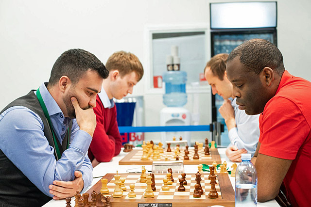 St. Petersburg, Russia - December 30, 2018: Grandmaster Alireza Firouzja,  Iran (right) during King Salman World Blitz Chess Championship 2018.  Eventua Stock Photo - Alamy