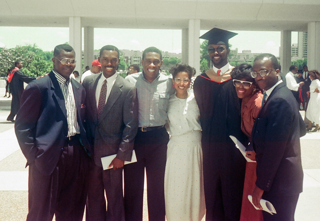 Jean Yapi and I are on the left at the graduation of our friend Biram Fall,
an erudite scholar from Senegal. Also pictured were: Hillis Davis, Renee Black Edwina Jones and Michael House.