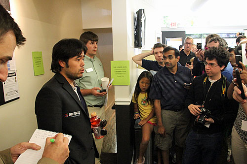 Nakamura during the press conference after draw with Carlsen.