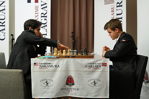 Technical hazard trips up Kasparov as Carlsen and Nakamura battle