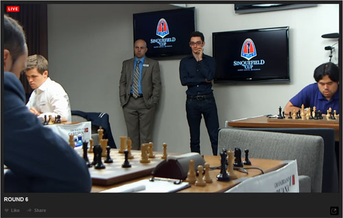 Caruana waiting in the wings after delivering the devastating blow.