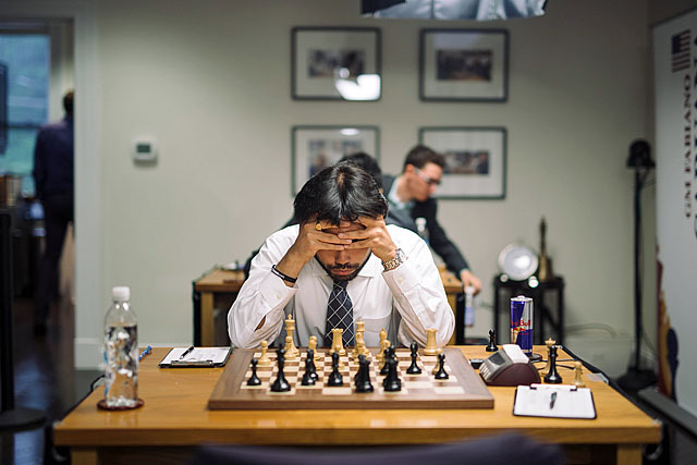 Hikaru Nakamura was all business today. Photo by Lennart Ootes (for CCSCSL).