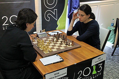 
WGM Anjelina Belakovaskaia vs. WIM Iryna Zenyuk, 1/2-1/2.