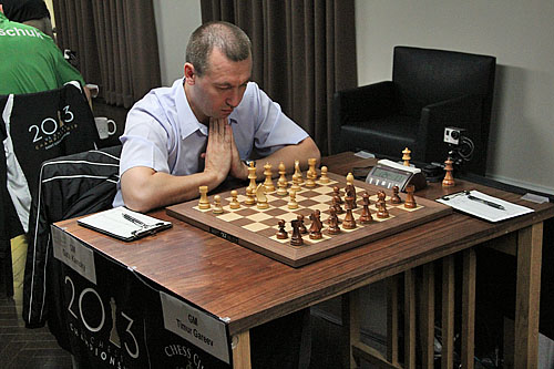 Kamsky-Gareev was a rollercoaster. Kamsky's 'namaste' pose would prevail in what was otherwise a very violent battle.