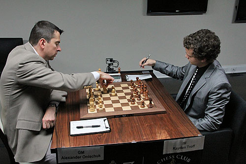 GM Alexander Onischuk vs. IM Kayden Troff, 1/2-1/2.