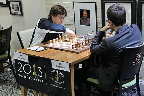 FM Samuel Sevian vs. GM Robert Hess, 1/2-1/2.