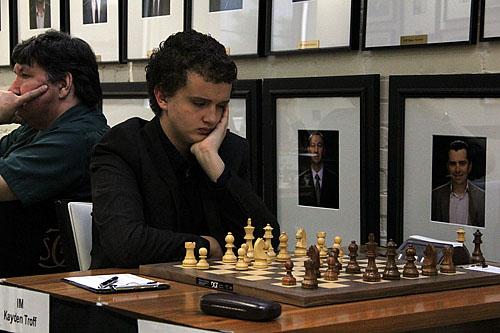 IM Kayden Troff continues his solid showing... drew GM Gregory Kaidanov.