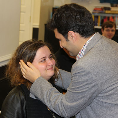 Elshan Moradiabadi embraces Sabina Foisor after she won the 2017 U.S. Women's Championship