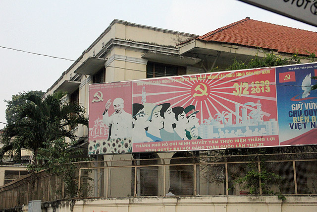 One of the many political inspirations from Ho Chi Minh around town.