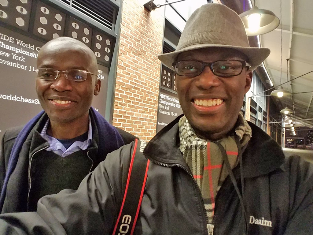 Amon Simutowe and Daaim Shabazz at 2016 World Chess Championship in New York.