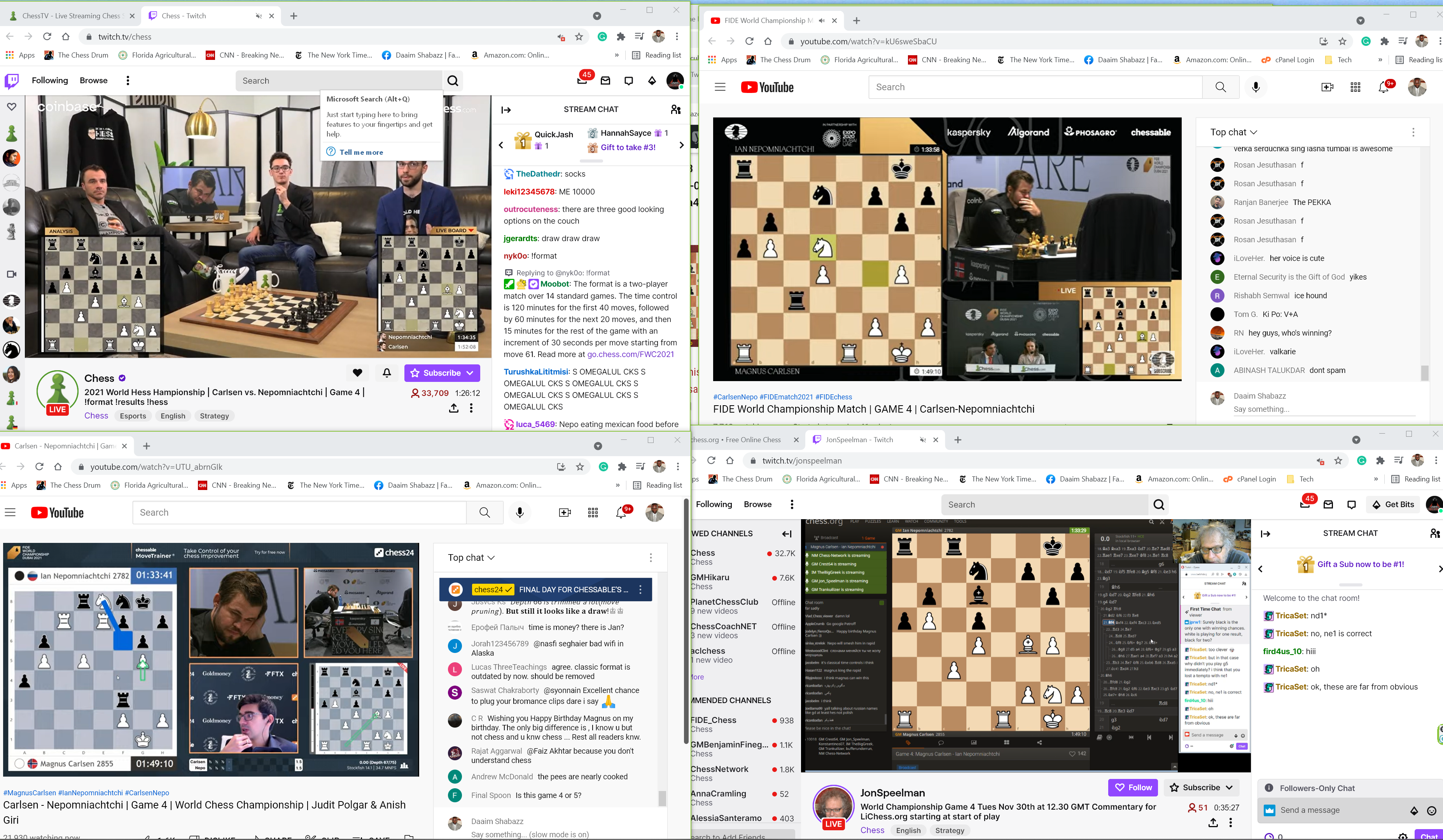 Carlsen-Nepomniachtchi broadcasts