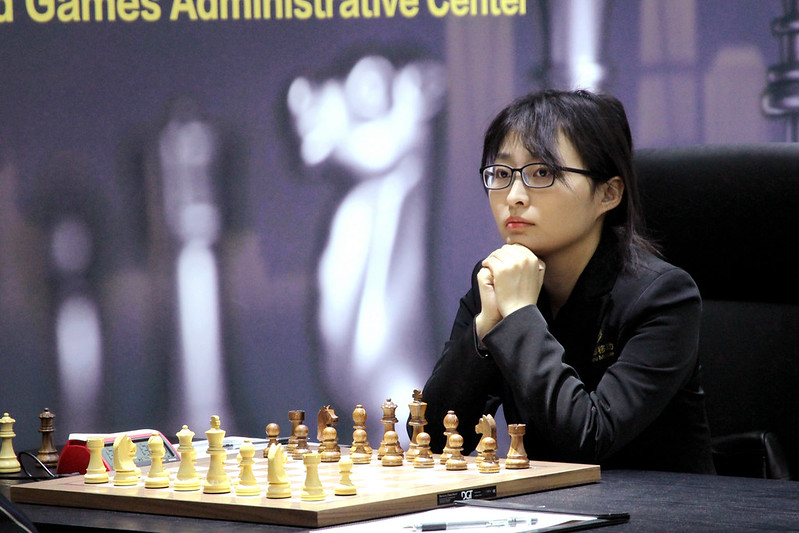 Ju Wenjun had for fight for 85 moves to survive. Photo by Zhang Yanhong