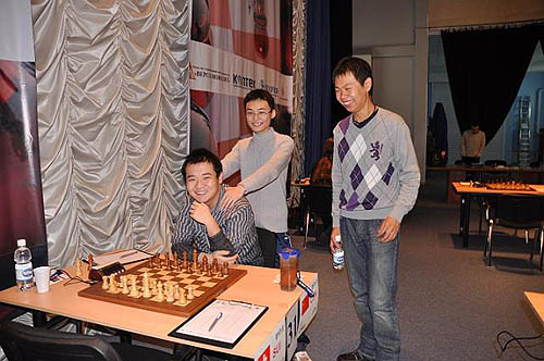 Chinese Dragons, Li Chao, Yu Yangyi and Wang Hao have a lot to smile about.