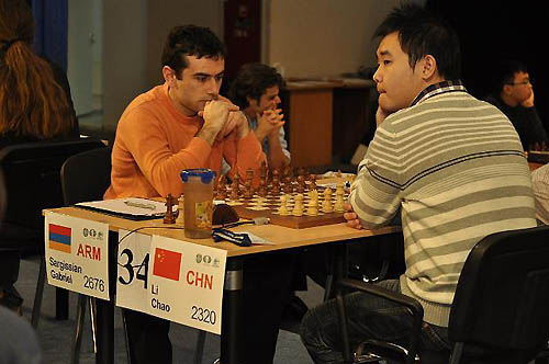 Gabriel Sargissian looks determined, but would be upset by the upstart from China, Li Chao.