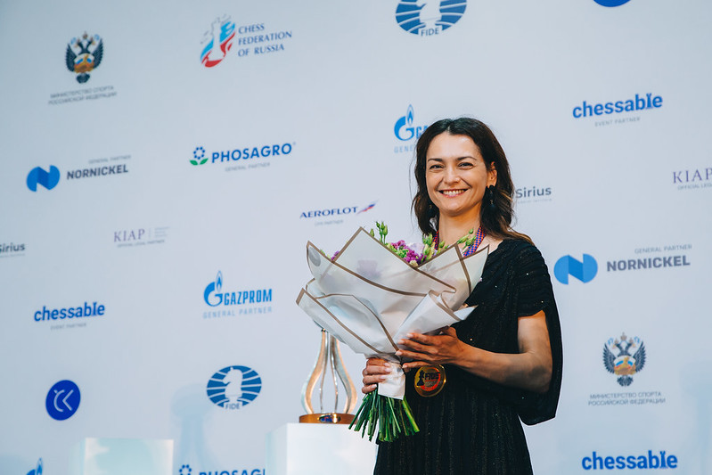 Alexandra Kosteniuk, 2021 Women's World Cup Champion. Photo by Anastasiia Korolkova