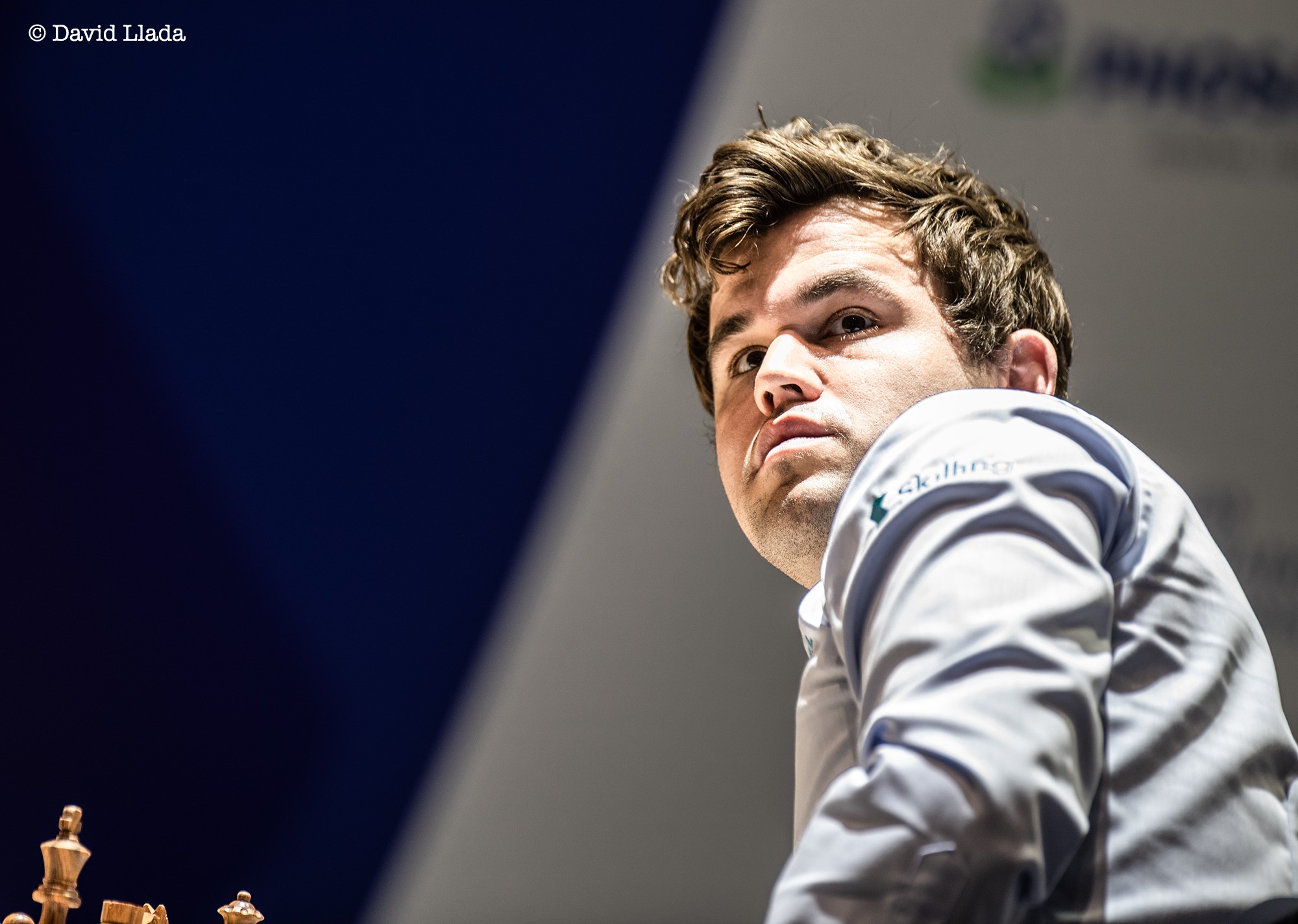 Magnus Carlsen after falling to Duda. Photo by Eric Rosen.