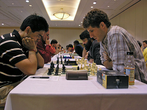 Hikaru Nakamura against IM Robert Hungaski of Poland. Photo by Daaim Shabazz.