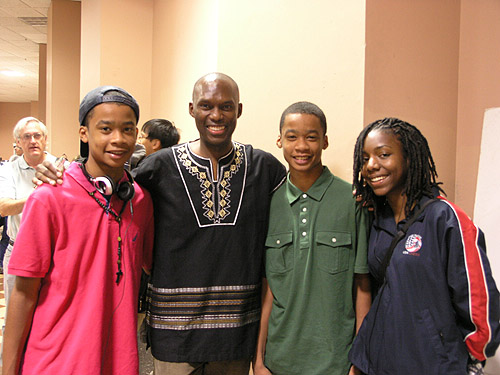 Being able to give talented young players inspiration is extremely important in their chess development. I enjoy writing about the rising stars and giving them a sense of history. Here I'm at the 2010 World Open with Nigel Bryant, Jehron Bryant, Darrian Robinson. Photo by Daaim Shabazz.