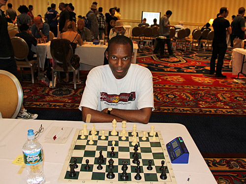 Daaim Shabazz in round nine. I played the Vienna Game for the first time in 10 years and won an interesting game against Michael Chiang. Photo by Daaim Shabazz.