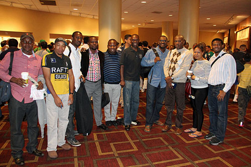 Nigerians & two friends: (L-R) Charles Campbell, Iyobebe Owolo Hanson, Precious Acheru, Efemuai Odafe Benedict, Uche Agu, Daaim Shabazz, Lolomari E. George, Robert Asibor, Vanita Young and Paul Obiwame. Photo by Daaim Shabazz.