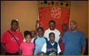 Dean Blackburne, Demi Mathews, Kashka Jackson (glasses) Adrian Bennett, Geoffrey Byfield (coach), Tarique Walters (in front), Kevin Lyle (behind), Nicholas Mathews (chaperone)