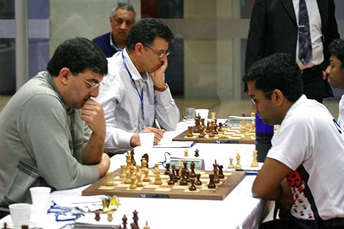 The ill-fated game for Egypt. Abdel-Razik (left) fails to hold in R+B vs R ending against Gopal.